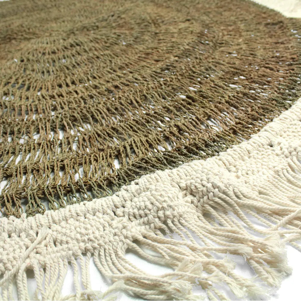 Floor Mat | Crochet Natural & White | 140cm Coastal Country Home Decor