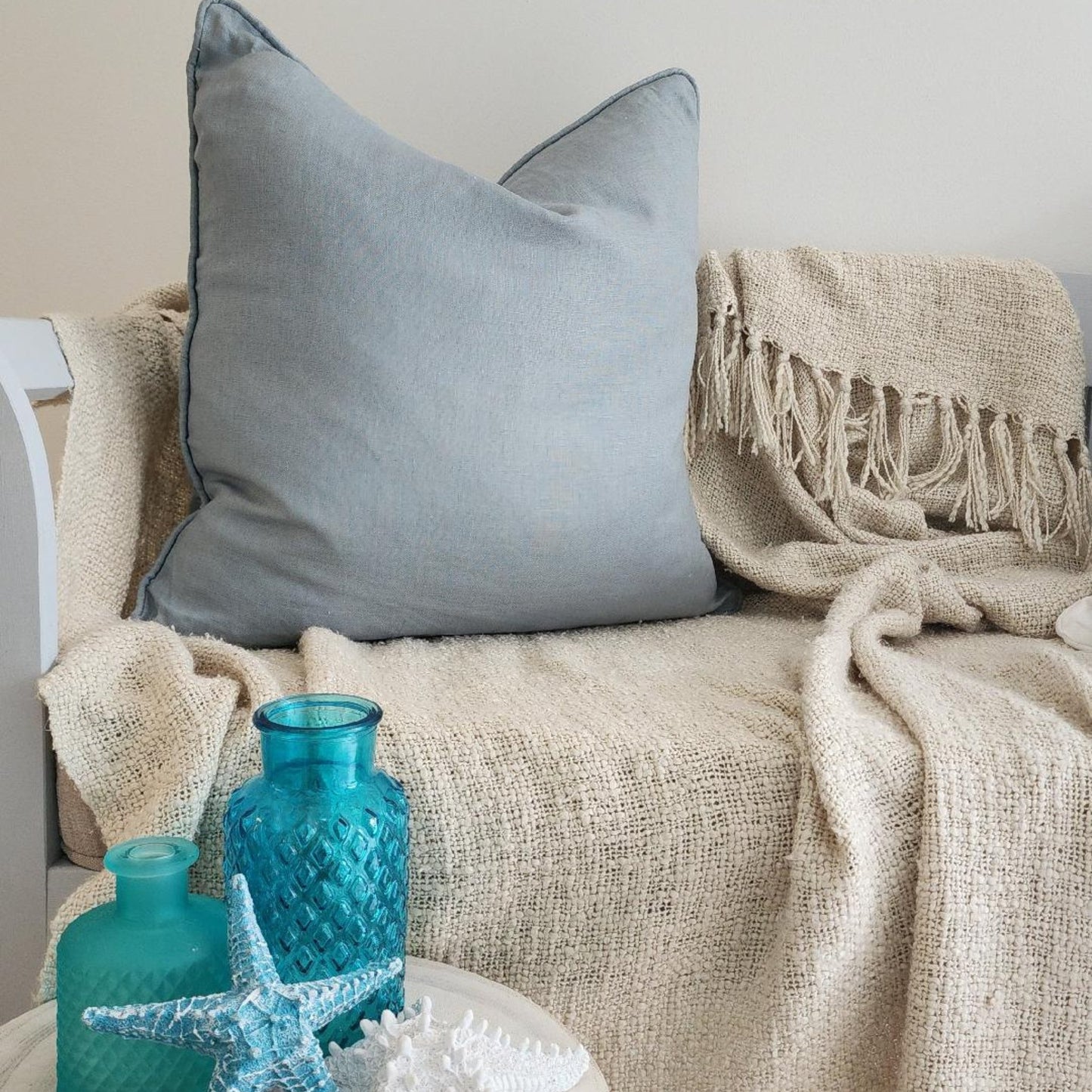 Linen Indoor Cushion | Duck Egg - Coastal Country Home Decor