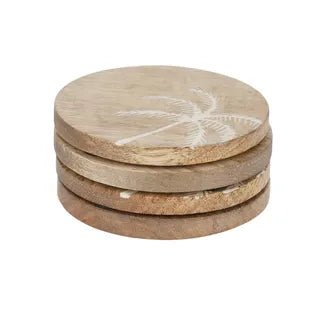 Wooden Palm Coasters - Coastal Country Home Decor